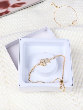 Adjustable Rhinestone Stretch Bracelet W/ Elephant and Gift Box